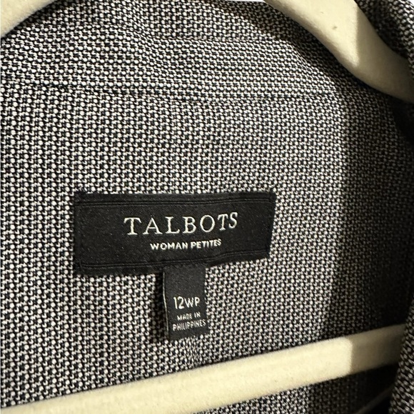 Talbots Wool Blend Two Button Closure Gray Black Geometric Classic Blazer 12WP - Picture 10 of 10